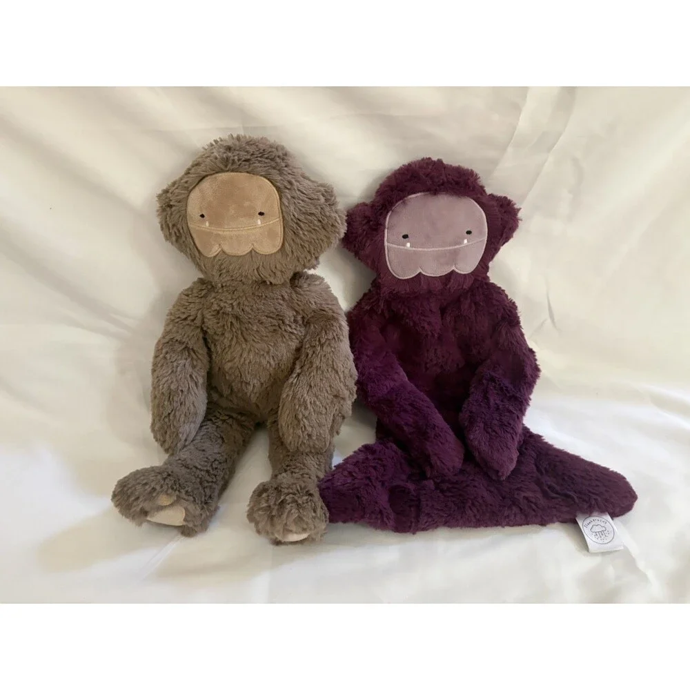 Slumberkins Purple Berry Yeti Snuggler and Brown Sasquatch Stuffed Animal 12”